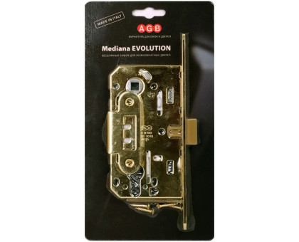 Замок межкомнатный AGB (АГБ) под цилиндр MEDIANA EVOLUTION B01103.50.03.567 с отв. планкой B01000.13 (латунь)