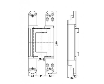 Петля скрытая TECTUS TE 640 3D A8 SIMONSWERK (окраш.SW168) бронза металлик, до 160 кг