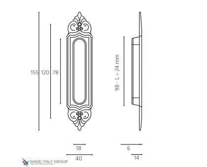 Ручка для раздвижной двери Venezia U122 DECOR темная бронза (1шт.)
