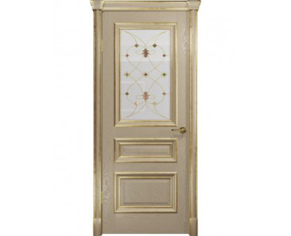 Межкомнатная шпонированная дверь Арт Деко Эстетика Аттика 2-1 Слоновая Кость ст. Калипсо