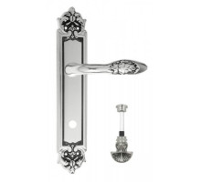 Дверная ручка Venezia "CASANOVA" WC-4 на планке PL96 натуральное серебро + черный
