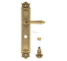 Дверная ручка Venezia "CASTELLO" WC-4 на планке PL97 французское золото + коричневый