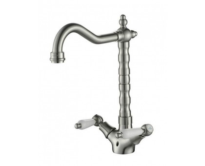 Смеситель для мойки Vincent 31033-5 Silver белые ручки Kaiser