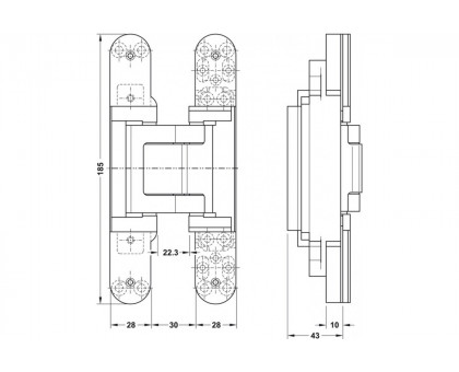 Петля скрытая TECTUS TE 541 FVZ 3D SIMONSWERK со смещением (окраш.SW168) бронза металлик, до 100 кг